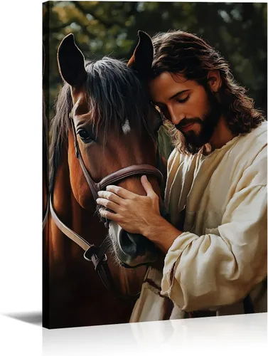 Vista 11 de Arte de pared de Jesús y cardenal, decoración de Cristo, cuadro enmarcado de Dios, pintura cristiana, inspiración religiosa, impresiones en lienzo