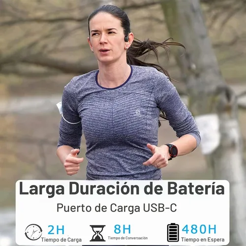 Vista 6 de Auriculares Bluetooth de conducción ósea impermeables Auriculares abiertos Auriculares deportivos inalámbricos a prueba de sudor con micrófono