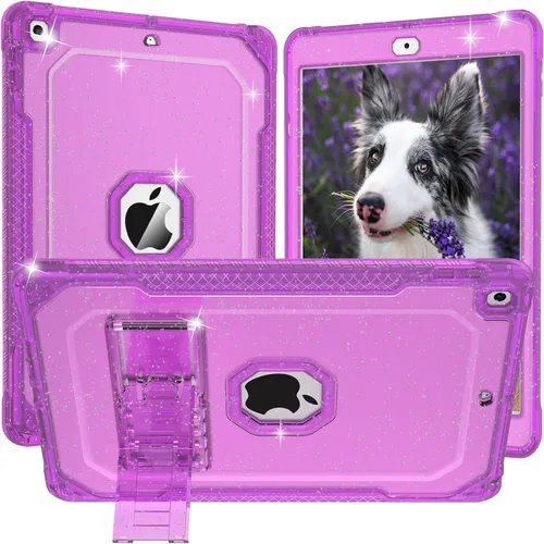 Vista 14 de ZoneFoker Funda para iPad de 9ª generación, para iPad de 8ª/7ª generación de 10.2 pulgadas Funda 2021/2020/2019, transparente con purpurina