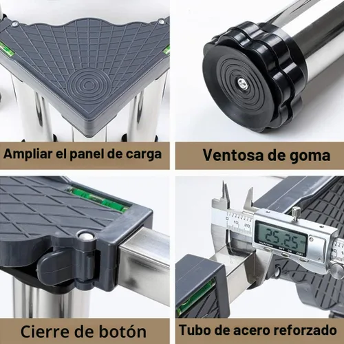Vista 3 de Soporte para refrigerador de 4 patas, soporte de base ajustable para lavadora, soporte extensible para nevera, 11.4-12.6 in, bandeja base de Gris