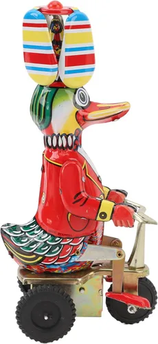 Vista 4 de Tbest Juguete de hojalata mecánica, juguete de pato en lata, hecho a mano, delicado reloj retro, juguete de cuerda para adultos, colecciones