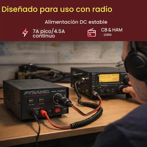 Vista 2 de Fuente de alimentación universal compacta de banco - Convertidor regulado de 7 amperios para laboratorio doméstico AC-DC para radio CB, HAM