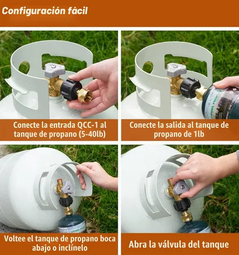 Vista 6 de CALPOSE Adaptador de recarga de propano, llena botellas de 1 libra de tanque de 20 libras, se adapta al tanque de propano QCC1/tipo 1 y conector