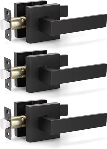 Vista 46 de KNOBWELL - Paquete de 1 manija para puerta delantera con llave y cerradura, manijas de palanca negras para puerta exterior, juego de cerradura