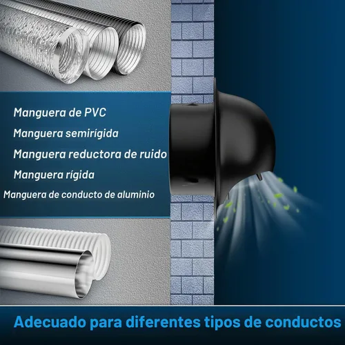 Vista 5 de Hon&Guan - Cubierta de ventilación para secadora exterior de 4 pulgadas con amortiguador de acero inoxidable, color negro