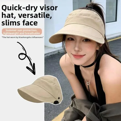 Vista 5 de Women's Wide Brim Sun Hat Breathable UV Protection Fishing Cap Beige