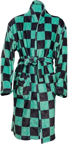Vista 7 de Demon Slayer Kimono Albornoz Albornoz Franela Invierno Cuello Salón Chal Pijamas Ropa de Dormir para Hombres Mujeres