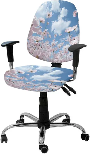 Vista 7 de Fundas elásticas para silla de oficina con diseño de pájaros morados, 2 piezas, suave, decorativo, protector para silla de escritorio, protector