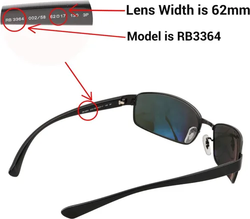Vista 4 de Walleva Lentes de repuesto para lentes de sol Ray-Ban RB3364 de 2.441in, múltiples opciones disponibles