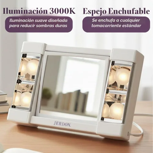 Vista 3 de JERDON Espejo de maquillaje iluminado con aumento 3X - Blanco - J1010