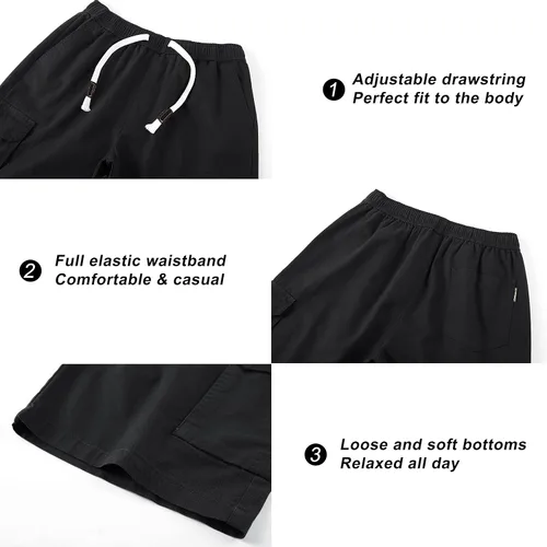 Vista 3 de VtuAOL Pantalones cortos cargo para mujer, cintura elástica, cómodos, de algodón, holgados