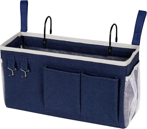 Vista 14 de Organizador de Almacenamiento para Mesita de Noche/Bolsa de Almacenamiento Colgante para Mesita de Noche para Cabeceros, Literas, Dormitorios, Negro