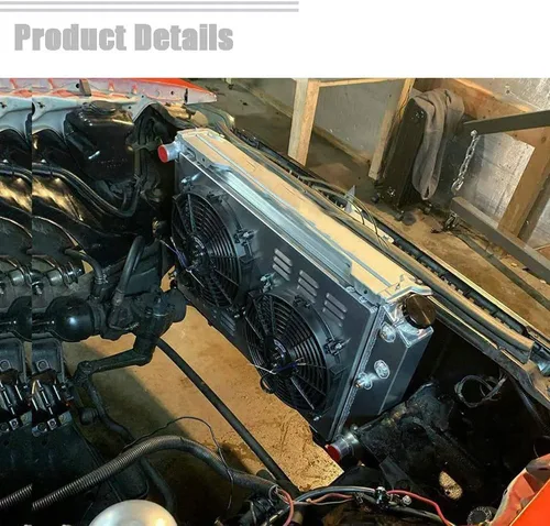 Vista 7 de ECMRAD Juego de Radiador de 3 Filas y Ventiladores de Cubierta para Chevy Pontiac GTO Chevelle El Camino 1968 69 70 1971 1972 Todo de Aluminio