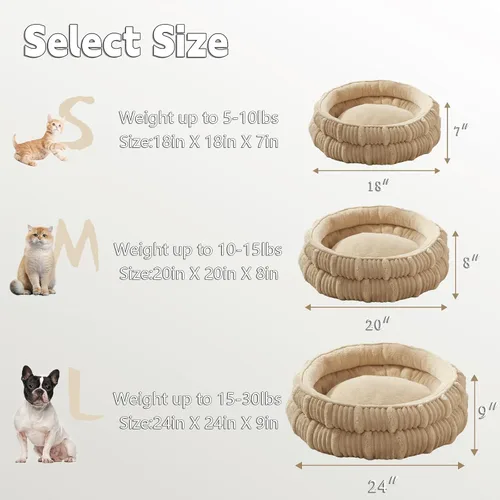 Vista 4 de Camas para perros pequeños, cama para cachorros, camas redondas para gatos de interior, cómoda y duradera para mascotas, cama lavable de lujo