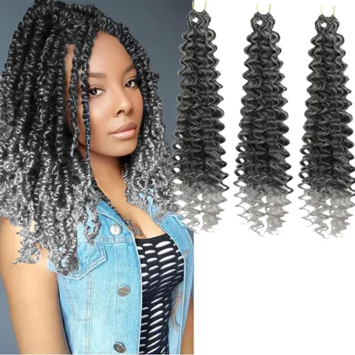 Vista 20 de 3 trenzas de ganchillo Passion Twist, cabello sintético preseparado para trenzar de 14 pulgadas, 3 paquetes de cabello trenzado pretrenzado