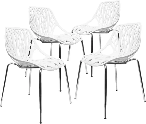 Vista 11 de Sillas de comedor de plástico acrílico de abedul (juego de 4 unidades), Plástico, metal, Negro