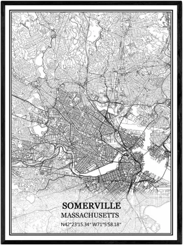 Vista 8 de TANOKCRS Newburyport Massachusetts USA America Map - Póster impreso en lienzo sin marco, moderno mapa blanco y negro, regalo de recuerdo, decoración