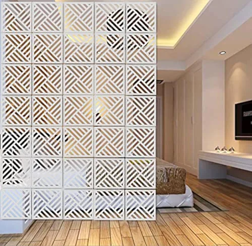 Vista 8 de Divisor blanco para colgar habitaciones, 12 piezas de paneles de madera y plástico para bricolaje, divisores de pared para decoración de habitación