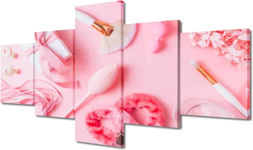 Vista 46 de Póster abstracto de labios de niña, cuadros dorados sobre lienzo, arte de pared, hermosos pósteres e impresiones en lienzo de 5 piezas, arte