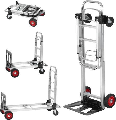 Vista 10 de VEVOR Camión de mano plegable de aluminio, diseño 2 en 1 con capacidad