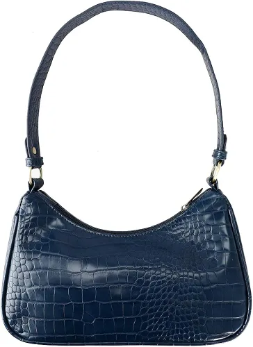 Vista 2 de Bolso de mano Ravenclaw Croco de Harry Potter con insignia de metal Azul Patchwork L