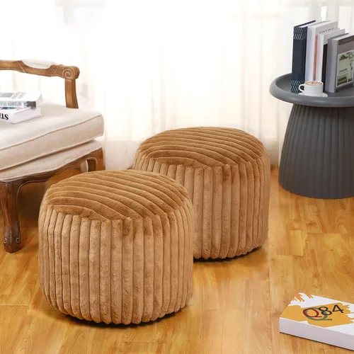 Vista 10 de Teenyyou 2 Piezas Funda de Puf Sin Relleno de 20 x 15 Pulgadas Reposapiés Otomán - Sin Relleno, Piel Sintética de Conejo Taburete Reposapiés Puf