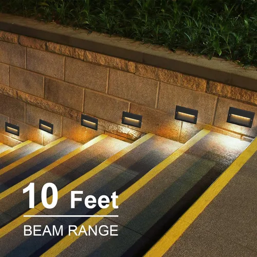 Vista 5 de GOODSMANN Kits de luces de paso de bajo voltaje de 5.5 pulgadas al aire última intervensión 12V CA Luces de escalera de paisaje cableadas 8PK 3W LED