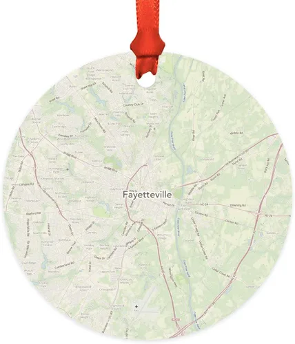 Vista 15 de Andaz Press Mapa de la ciudad de Estados Unidos redondo de madera natural MDF ornamento de Navidad, Akron, Ohio Vintage Mapa, 1 paquete, larga