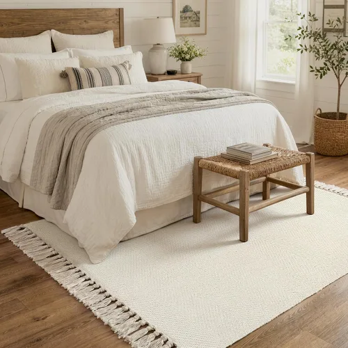 Vista 81 de Collive Alfombra de Baño Negra, 2' x 3' Tejida a Mano Lavable Alfombras Pequeñas de Cocina, Alfombra de Entrada Reversible de Algodón Alfombra