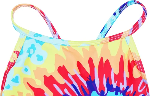 Vista 6 de CinCili Traje de baño para niñas traje de baño de una pieza estampado de correa fina traje de baño deportivo para niños de 3 a 14 años