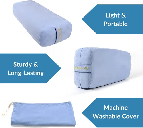 Vista 2 de Almohada multifuncional para yoga, rectangular con asas de transporte y correas para estirar las piernas, la meditación ayuda al dolor de rodilla