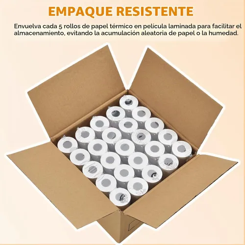 Vista 5 de rollos de papel térmico comprobante, 2 1/4 pulgadas x 50 pies (100 rollos), Blanco