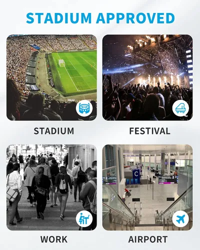 Vista 7 de Vorspack Bolso de PVC aprobado para estadios, bolsa cruzada transparente con bolsillo frontal para conciertos, deportes, festivales