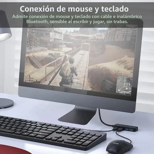 Vista 6 de Hub USB, divisor USB, extensor USB de 4 puertos, adaptador USB multipuerto, concentrador USB 3.0, concentrador USB de 4 puertos USB Splitter USB