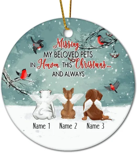 Vista 18 de Personalized Pet Memorial Ornament, Miss My Beloved Pets in Heaven Ornament, Dog Christmas Ornament, Pet Loss Gift, Dog Angel Wings Ornament, Custom
