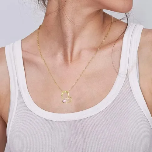 Vista 4 de BAOWING Collar de piedra natal con cruz de corazón I Am a Child of God con texto en inglés "I Am a Child of God Heart Cross, joyería, regalos