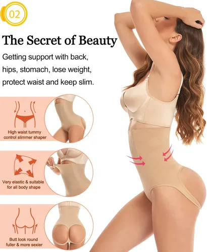 Vista 3 de Bragas moldeadoras para mujer con control de abdomen levantamiento de glúteos cintura alta moldeador de cintura