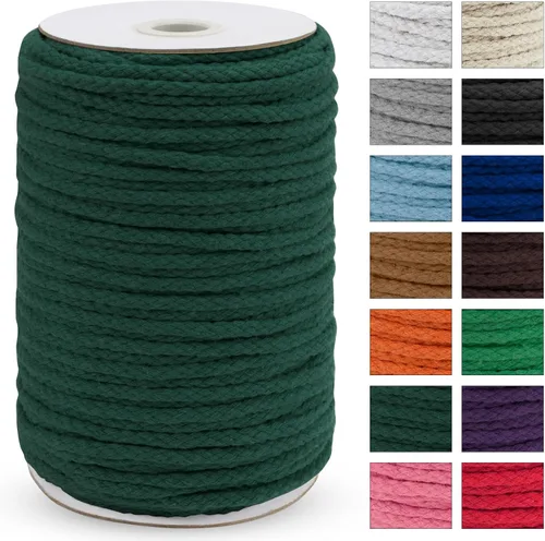 Vista 11 de JeogYong Cuerda trenzada de macramé de 0.197 in x 295 pies, cuerda de algodón trenzada natural de 8 hebras, cuerda de macramé de colores para colgar