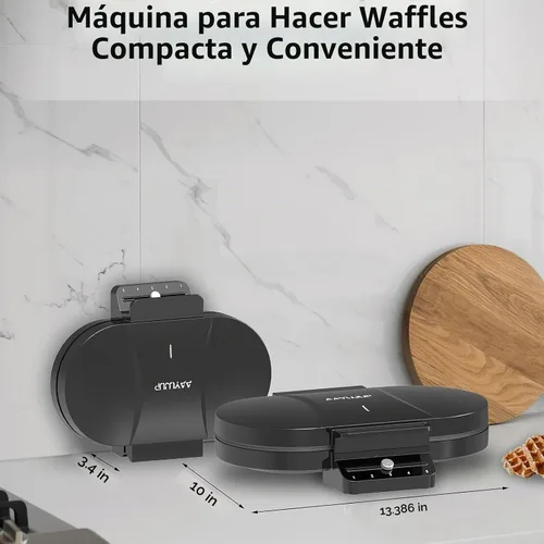 Vista 6 de Máquina para hacer gofres en forma de corazón: máquina eléctrica para hacer gofres antiadherente, pequeña máquina para hacer gofres Black And Decker
