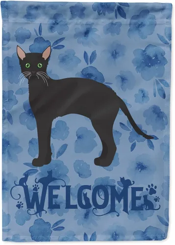 Vista 39 de Caroline's Treasures CK4813CHF - Bandera de bienvenida con gato abisinio azul, manga grande, para porche, para colgar en la pared, poliéster