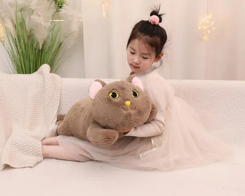 Vista 2 de YESGIRL Animales de peluche con peso de gato de 26.4 pulgadas, 5 libras, animal de peluche grande con peso, linda almohada de juguete de peluche