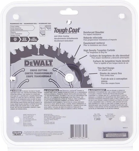 Vista 6 de DEWALT Hoja de sierra circular, 8 1/4 pulgadas, 40 dientes, corte cruzado (DWA181440)
