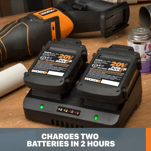 Vista 4 de Worx WA3770 Cargador de 20V Li-ion de doble puerto de 2 horas