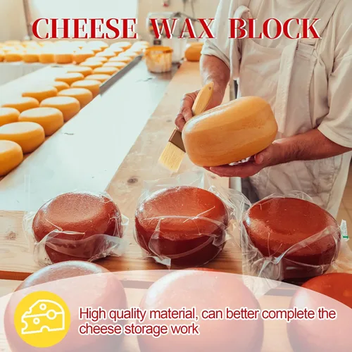 Vista 4 de Bloque de cera de queso para conservar queso, 2.2 libras, cera roja para hacer queso con cepillo para almacenamiento a largo plazo, para una