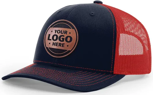 Vista 25 de Sombrero de parche de cuero de camionero personalizado grabado con láser