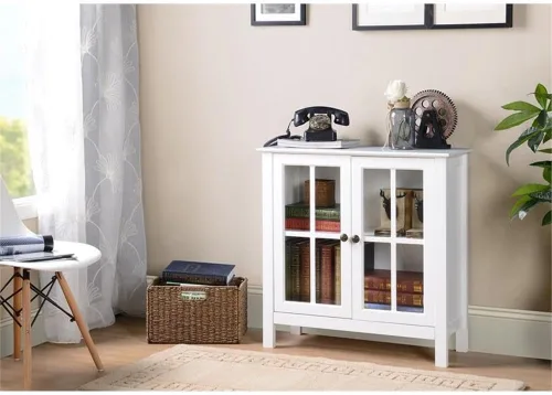 Vista 2 de American Furniture Classics 22600 Armario de puerta de cristal, blanco