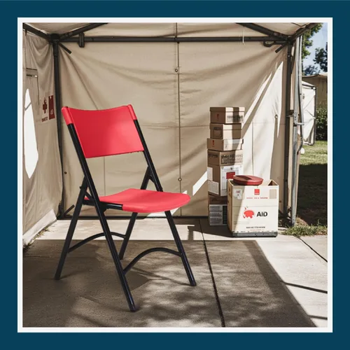 Vista 10 de OEF Furnishings Serie OEF600 Sillas plegables de respaldo alto, asiento de grado comercial de polietileno moldeado por soplado para uso en Rojo