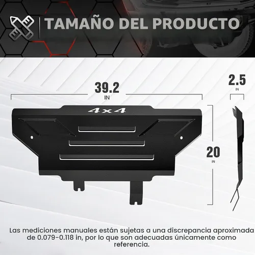 Vista 4 de para Ford Bronco Placa de Deslizamiento Frontal de Acero al Carbono Cubierta de Parachoques Compatible con Ford Bronco 2/4 Puertas 2021 2022 2023