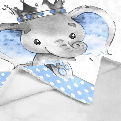 Vista 4 de Manta de bebé personalizada de príncipe elefante, manta personalizada para guardería, 30 x 40 pulgadas, para bebé, niño y niña, con nombre para baby