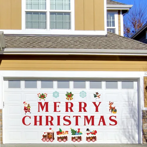 Vista 5 de BBTO 25 piezas de decoración de puerta de garaje de Navidad decoración de puerta de garaje, calcomanías de imanes de Feliz Navidad